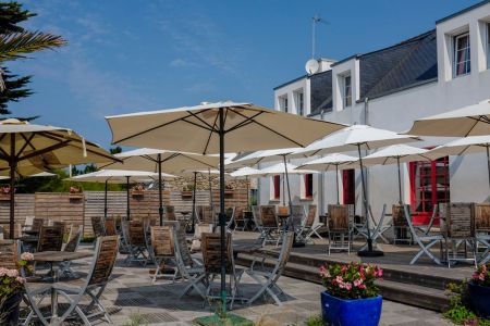 Illustration : Terrasse de la pizzéria Jardin d'Augusta à Hoedic